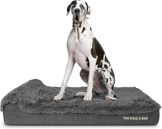 The Dog’s Bed Orthopedic Headrest Dog Bed XXL Grey Fur 54x36, Memory Foam, Pain Relief: Arthritis, Hip & Elbow Dysplasia, Post Surgery, Lameness, Veterinary Approved, Waterproof Washable Cover - Pet Explorer