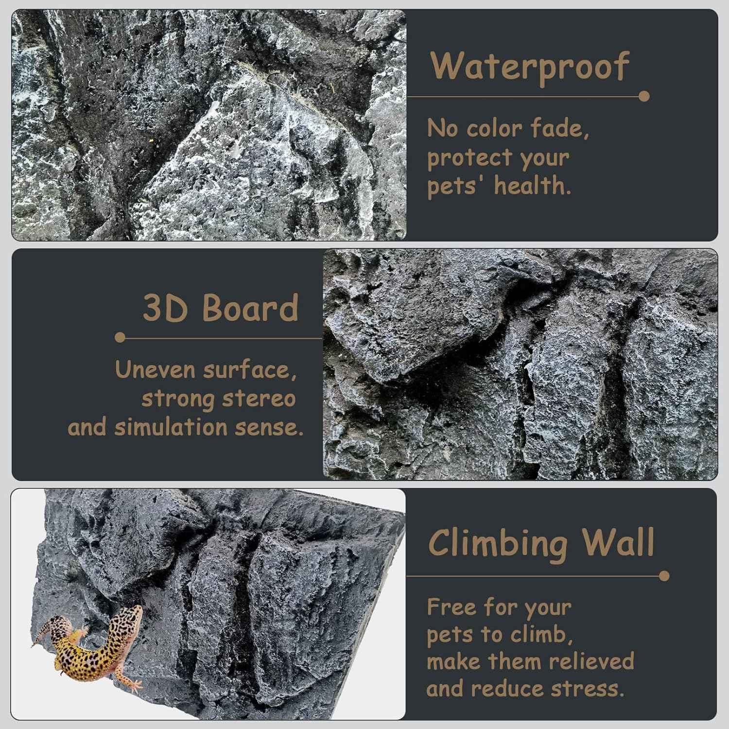 Tfwadmx Rock Terrarium Background 3D Reptile Tank Background Board Amphibian Stereo Backdrop Wall Snake Habitat Decor for Lizard Bearded Dragon Gecko Spider Chameleon Turtle Fish (Small Dragon Stone)