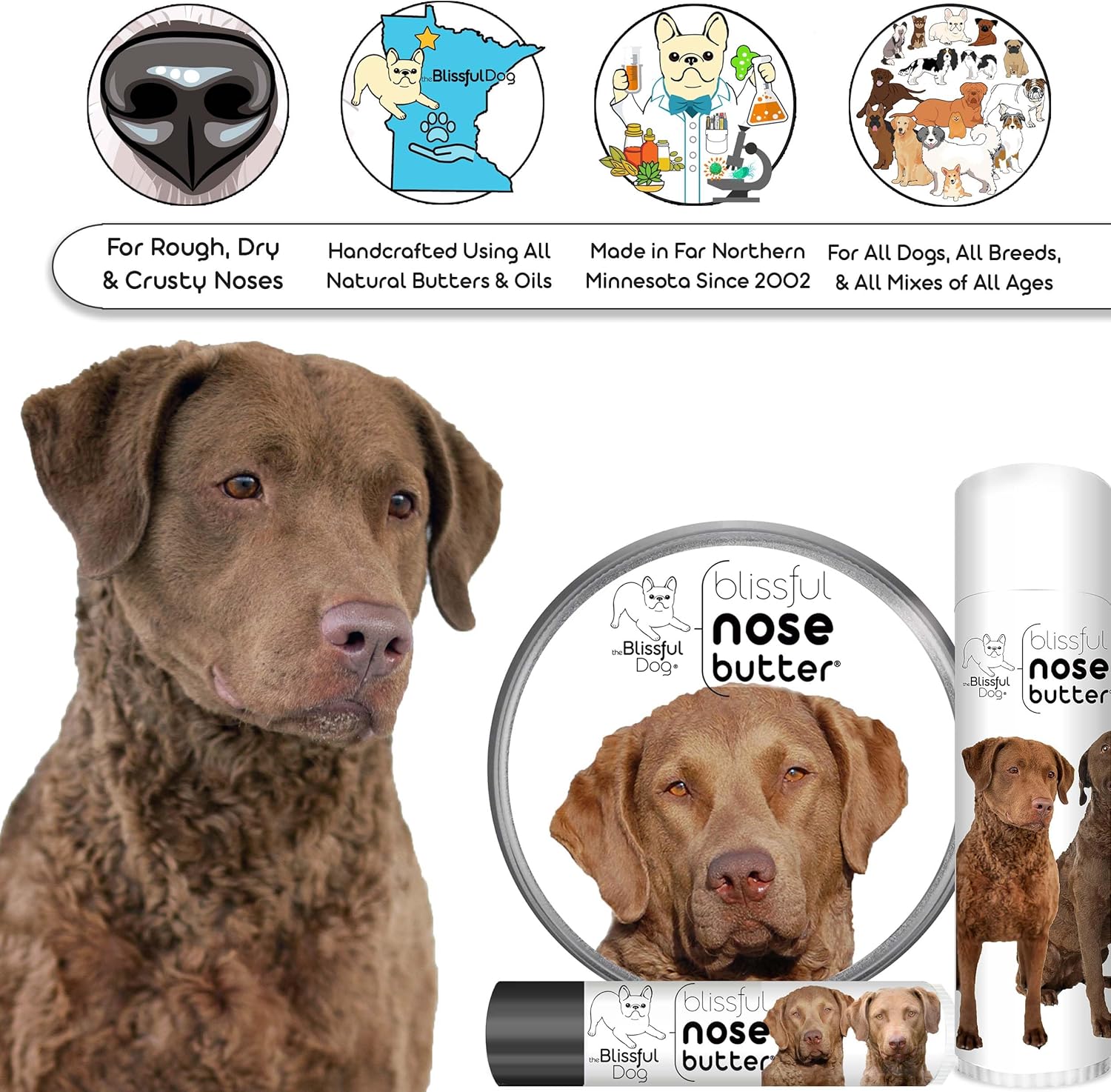 The Blissful Dog Chesapeake Bay Retriever Unscented Nose Butter, 0.15-Ounce - Pet Explorer
