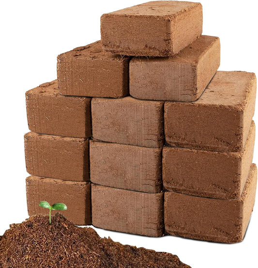 Coco Coir Brick for Plants-12 Pack Premium Coconut Bricks, 100% Organic Peat Moss, Fiber Coconut Husk for Planting, Gardening, Potting Soil Substrate - Pet Explorer