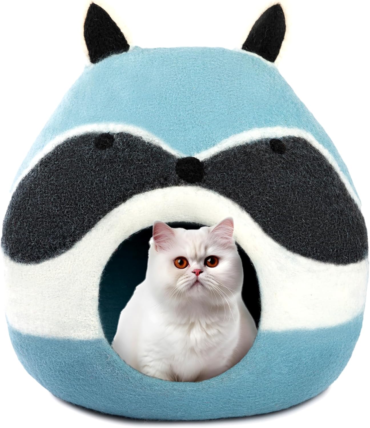 Luxurious Eco-Friendly Merino Wool Cat Cave Bed Sloth - Foldable Hideaway Pod for Indoor Cats - Premium Felt Kitten Beds - Covered Cat House for Ultimate Cozy Comfort by Woolygon - Pet Explorer