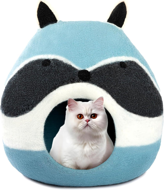 Luxurious Eco-Friendly Merino Wool Cat Cave Bed Sloth - Foldable Hideaway Pod for Indoor Cats - Premium Felt Kitten Beds - Covered Cat House for Ultimate Cozy Comfort by Woolygon - Pet Explorer