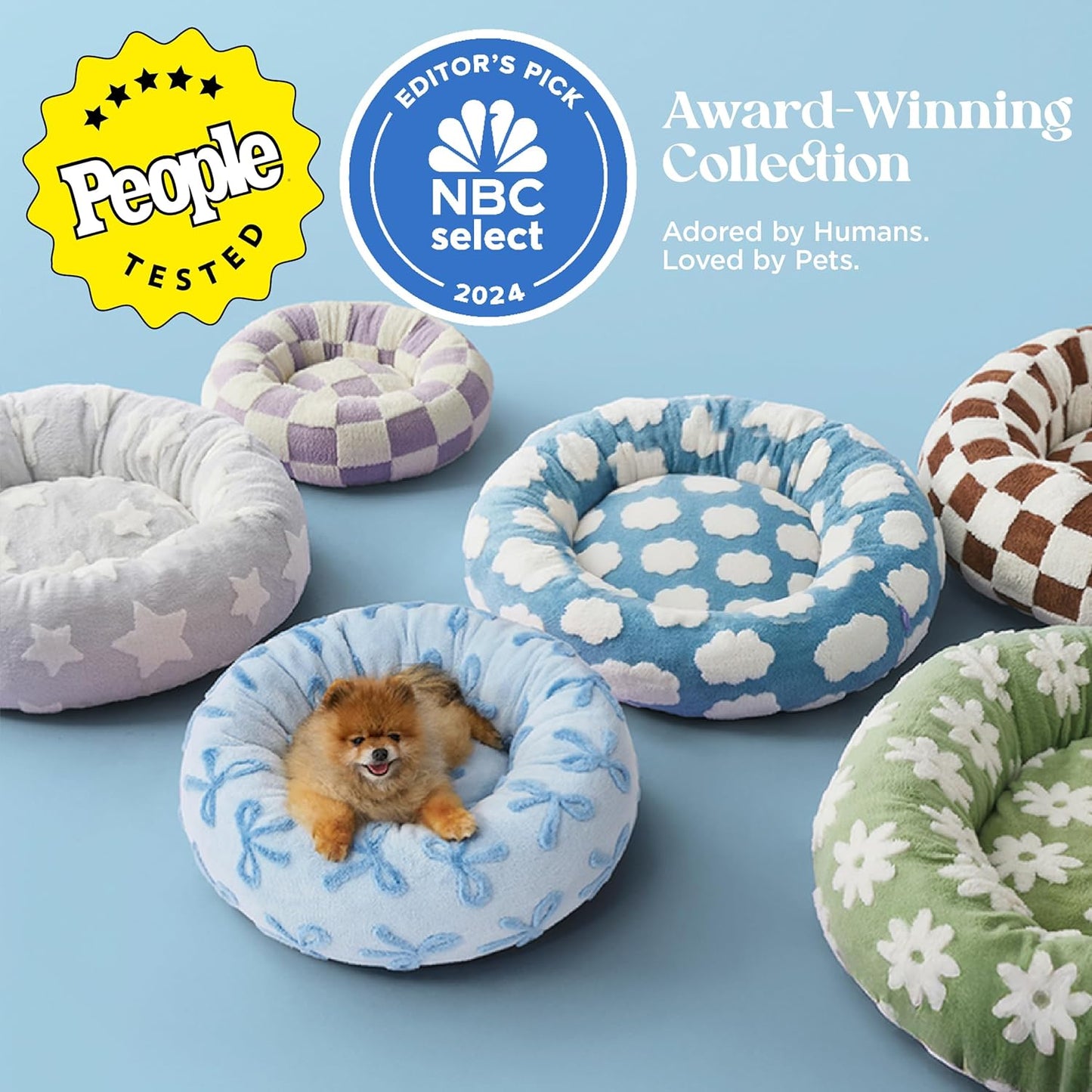 LE SURE Donut Medium Dog Bed - Round Cat Beds for Indoor Cats Calming Pet Beds, Cute Modern Beds with Jacquard Shaggy Plush & Anti Slip Bottom, 30 Inch, Ice Melt - Pet Explorer