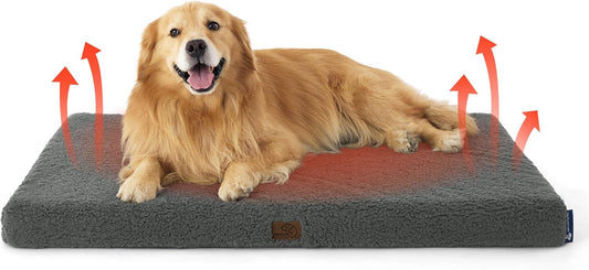 Bedsure Self Warming Dog Beds Large Sized Dog - Extra-Large Orthopedic Waterproof Puppy Bed with Removable Washable Cover, Egg Crate Foam Pet Mat, Suitable for Pet Up to 100 lbs - Pet Explorer