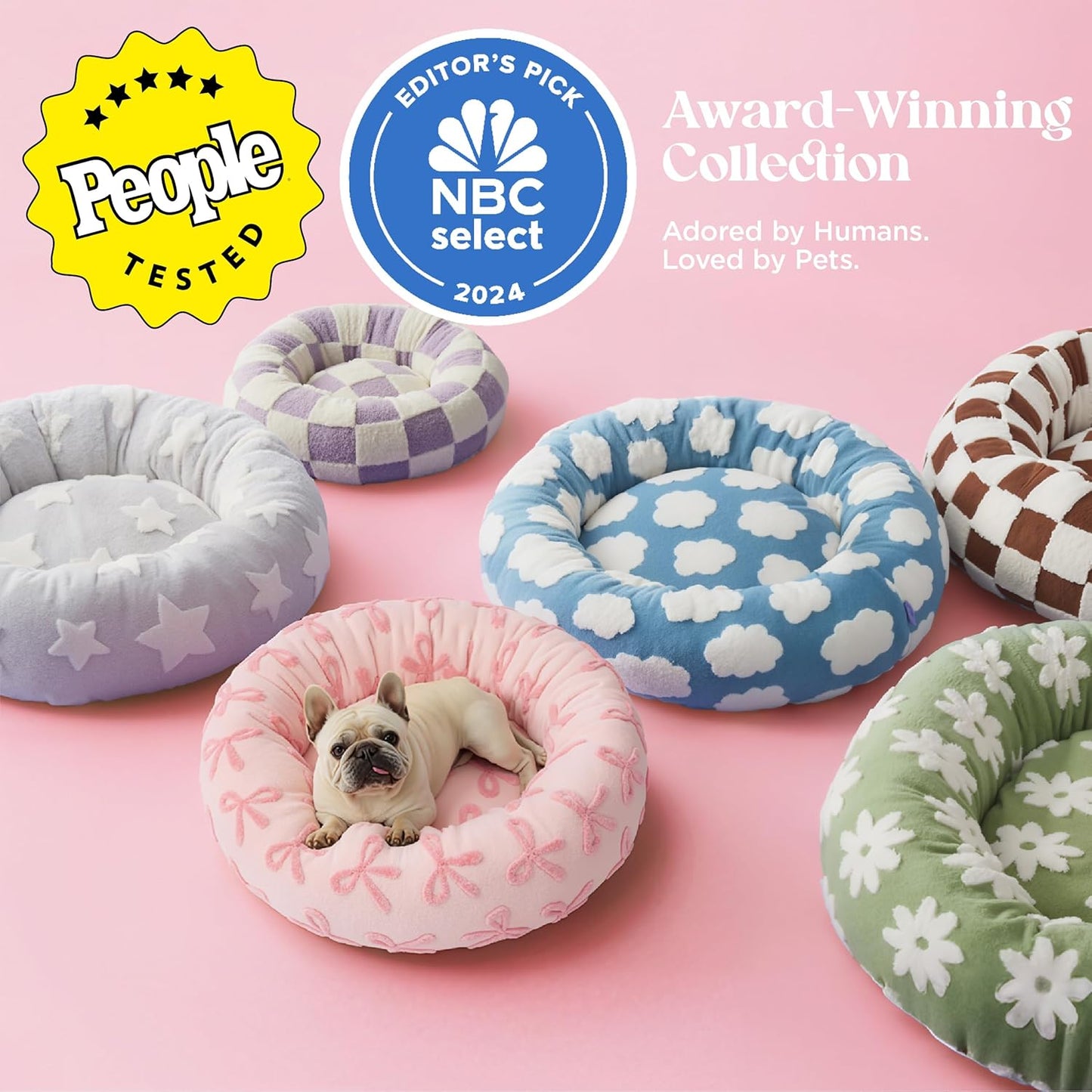 LE SURE Donut Cat Beds for Indoor Cats - Round Small Dog Bed Calming Pet Beds, Cute Modern Beds with Jacquard Shaggy Plush & Anti Slip Bottom, 20 Inch, Pink Taffy - Pet Explorer