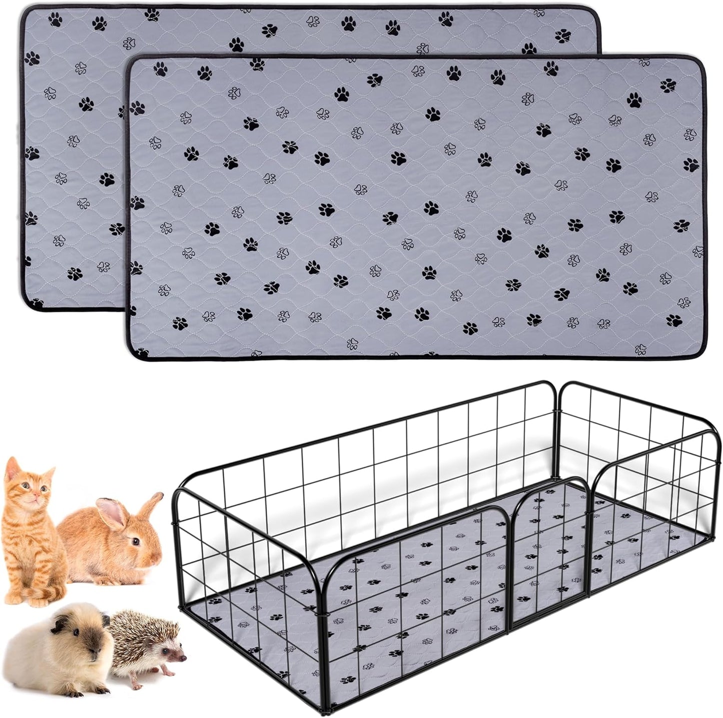 Fostanfly Non-Slip Washable Pee Pads for Dogs, 2 Pack 24"x47" Guinea Pig Cage Liner Ultra-Absorbent and Leak-Proof for Small Animal Guinea Pigs Rabbit Bunny Hamster - Pet Explorer