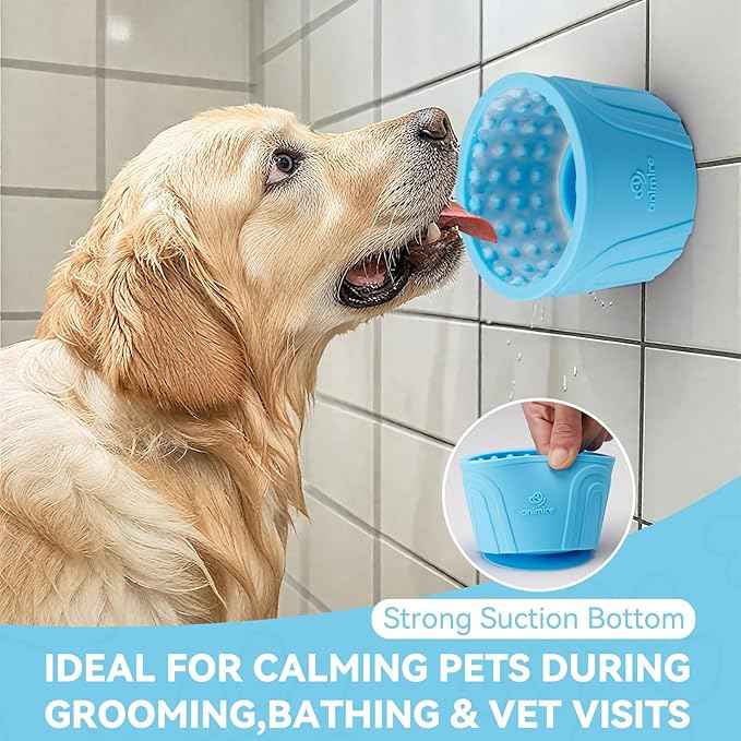 Dog Slow Feeder Lick Bowl, Anxiety Relief Dog Licking Mat Treat Dispenser, Non-Slip Anti-Choking Slow Eating Lick Bowl for Small Medium and Large Breed Dogs, BPA Free Silicone