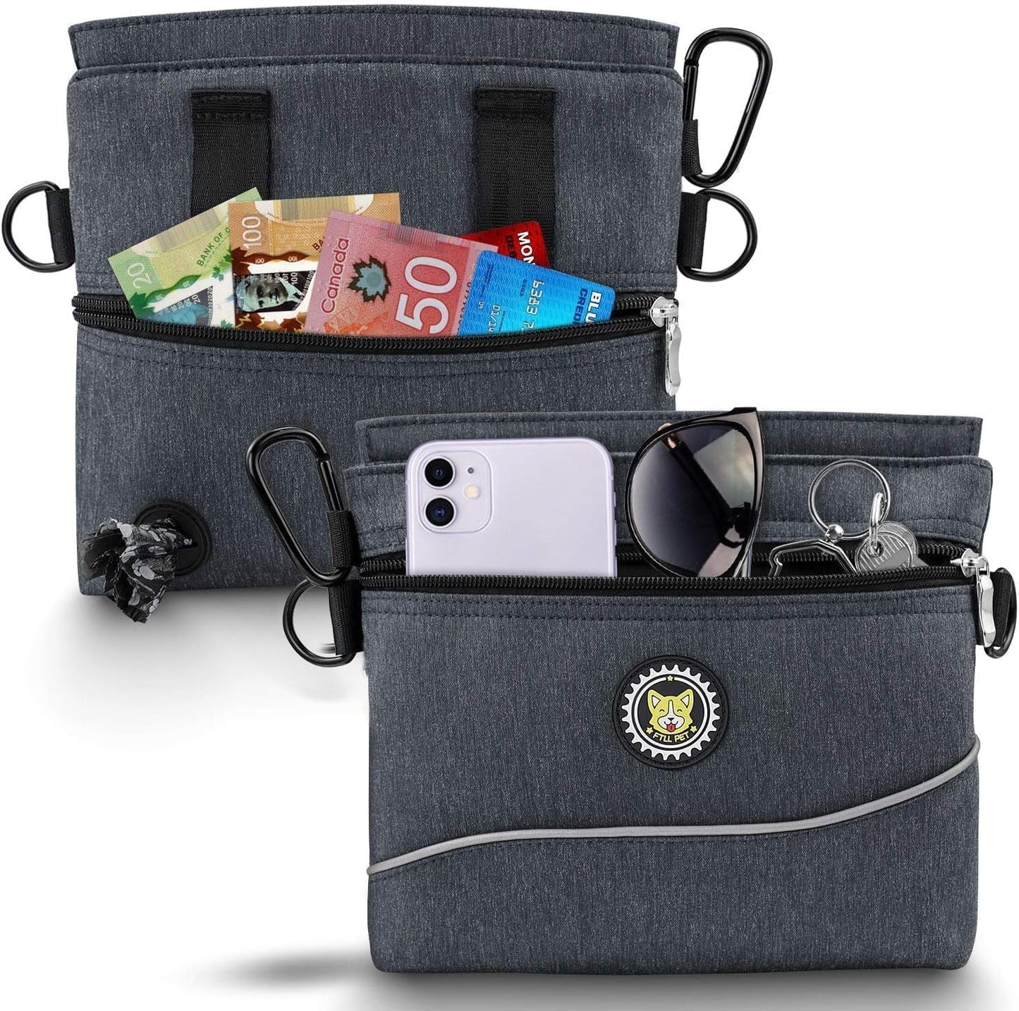 Viklluyr Dog Treat Pouch Bag with Magnetic Closure, Dog Food Carrier with Removable Inner Pocket, Perfect Dog Training Bag for Agility Training - Including Carabiner