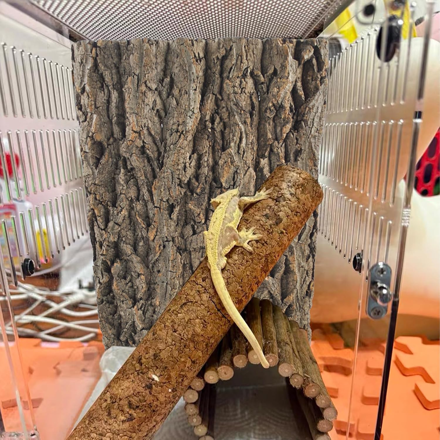 2PCS Natural Cork Terrarium Background,11.81 x 11.81 Inch Reptile Bark Background 3D Bearded Dragon Tank Climbing Mat Habitat Decoration for Lizard Gecko Chameleon Tortoise Snake Spider Frog - Pet Explorer