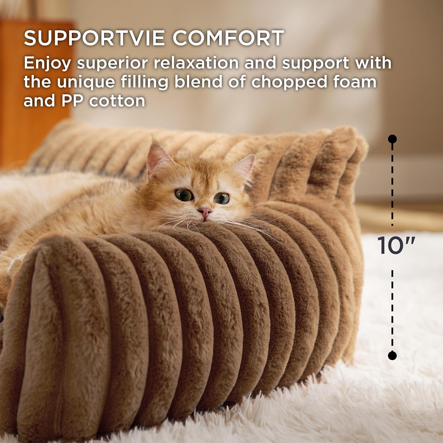 Bedsure Cute Dog Couch for Pets - Fluffy Dog Sofa with Premium Soft Corduroy Fleece, Pet Couch Bed with Washable Cover, Supportive Pet Sofa Bed for Medium Large Dogs, 36in, Copper Brown - Pet Explorer