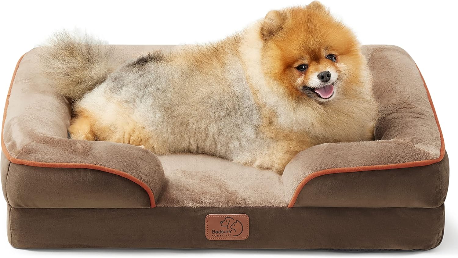 Bedsure Orthopedic Dog Beds for Small Dogs - Washable Small Dog Cat Bed Waterproof, Comfort Pet Couch Sofa with Washable Removable Cover, Pets Bed with Nonskid Bottom, Brown, 24" - Pet Explorer