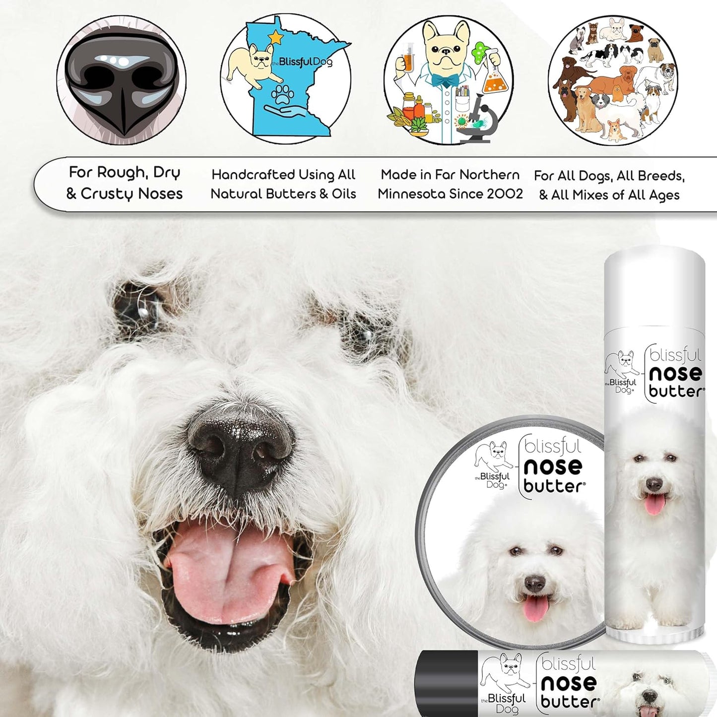 The Blissful Dog Bichon Frise Unscented Nose Butter, 16oz - Pet Explorer
