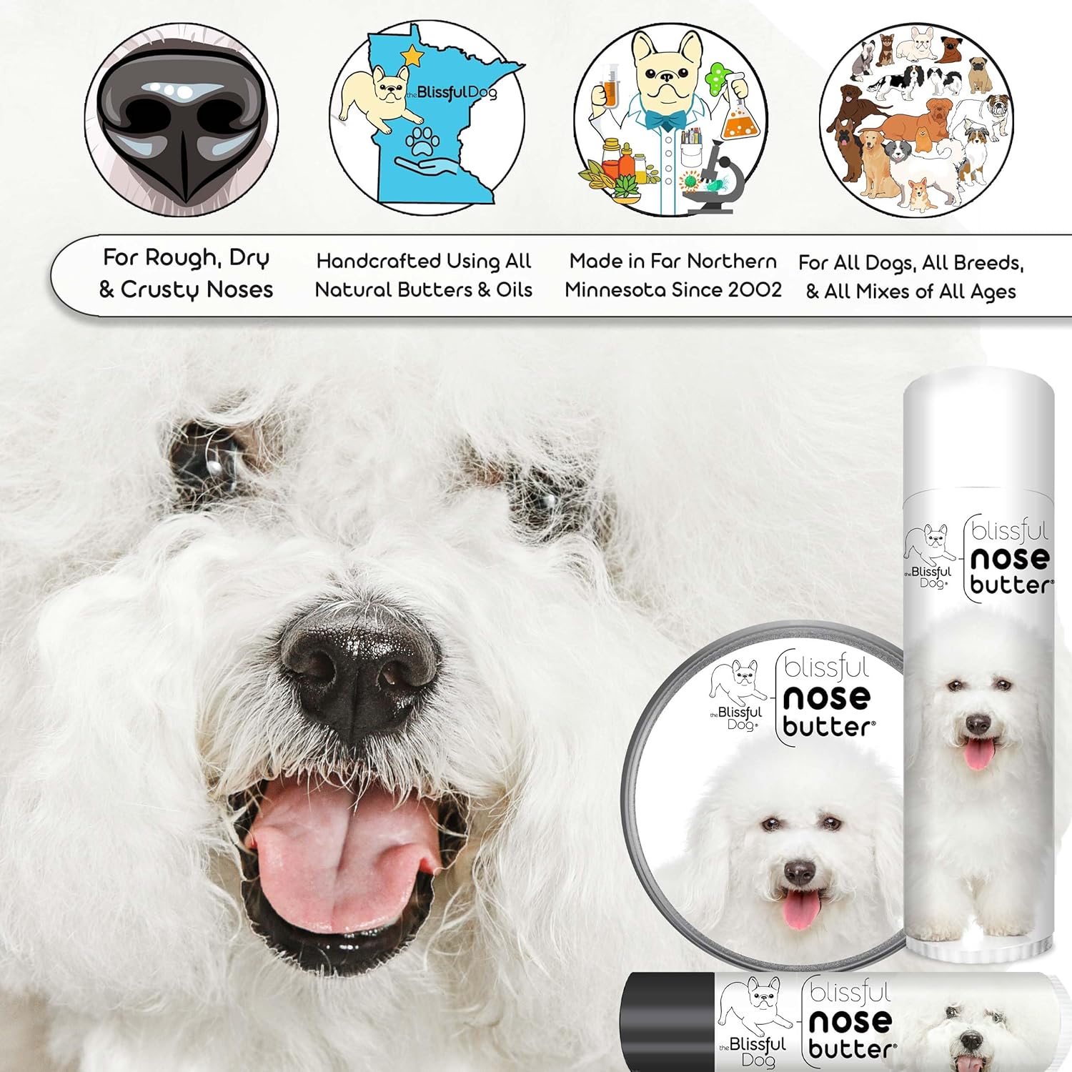 The Blissful Dog Bichon Frise Unscented Nose Butter, 16oz - Pet Explorer