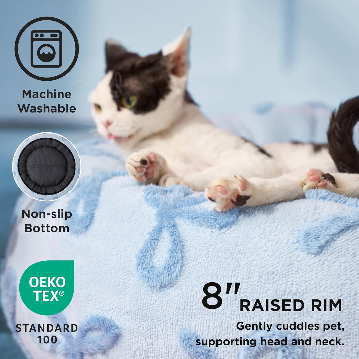 LE SURE Donut Small Dog Bed - Round Cat Beds for Indoor Cats Anti-Anxiety Calming Pet Beds, Washable Cute Modern Beds with Teddy Sherpa Plush & Anti Slip Bottom, 23 Inch, Ice Melt - Pet Explorer