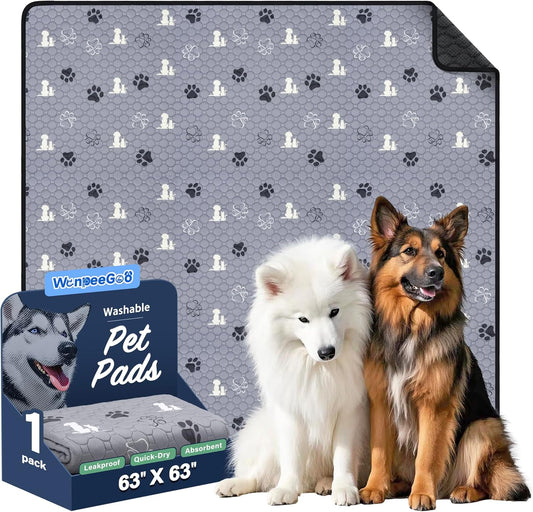 Washable Pee Pads, Puppy Pee Pad for Dogs, 1 Pack Absorbent Reusable Training Dog Pads Pet Puppy Pads, Non-Slip Potty Pads for Whelping, Playpen, Crate, Bed, Grey 63"x63" - Pet Explorer