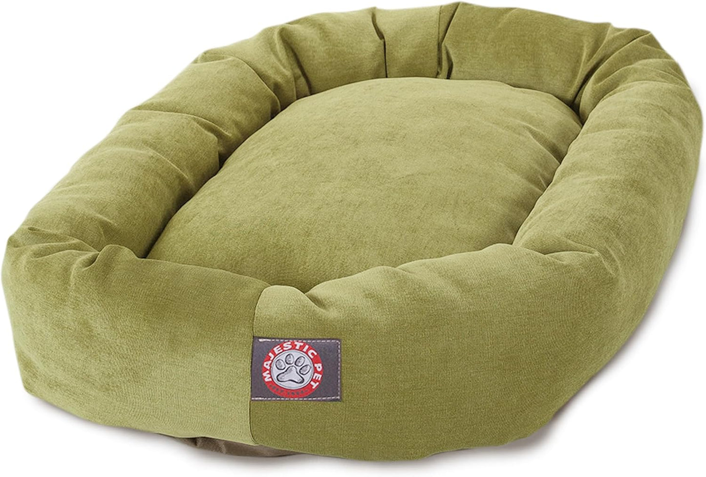 Majestic Pet 32 Inch Micro Velvet Calming Dog Bed Washable 32x23x7 (inch) – Cozy Soft Round Donut Dog Bed with Spine for Head Support - Pet Bed Medium – Apple - Pet Explorer