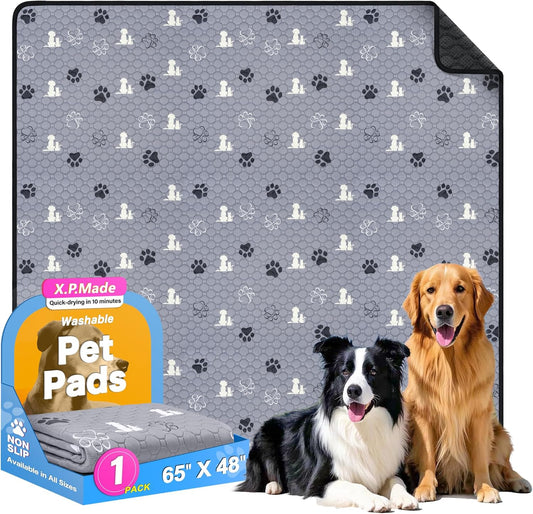 Washable Pee Pads for Dogs 65"x48", Extra Large Reusable Puppy Pads, Waterproof Pet Pee Pads for Dog Potty Training, Extra Large Dog Pee Pads for Crate, Playpen, and Whelping, Durable and Absorbent - Pet Explorer