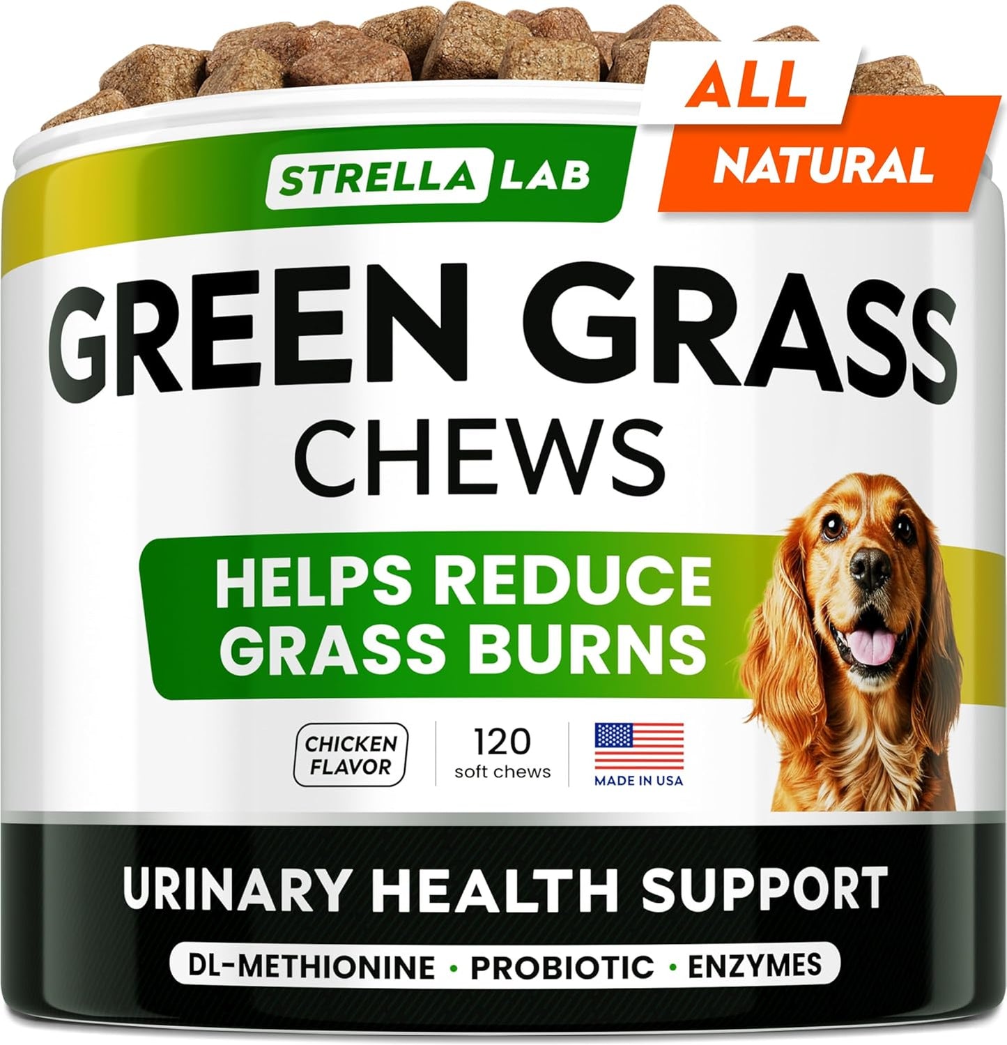 STRELLALAB Green Grass Dog Chews - Dog Pee Grass Helper - Supplement Urine Neutralizer for Grass Burn Spots - Grass Treatment for Pet Urine - Pee Lawn Repair Treats with Probiotics - Made in USA - Pet Explorer