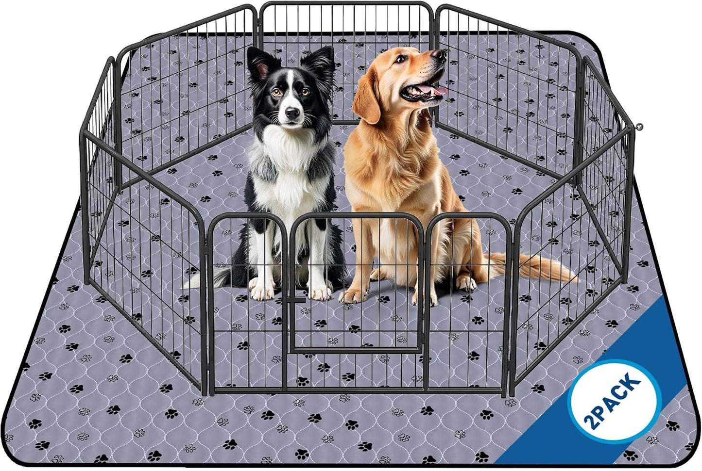 Fostanfly Non-Slip Washable Pee Pads for Dogs, 2 Pack Large 63"x63" Ultra-Absorbent and Leak-Proof Reusable Potty Training Pads for Dogs and Cats Puppy Pads - Pet Explorer