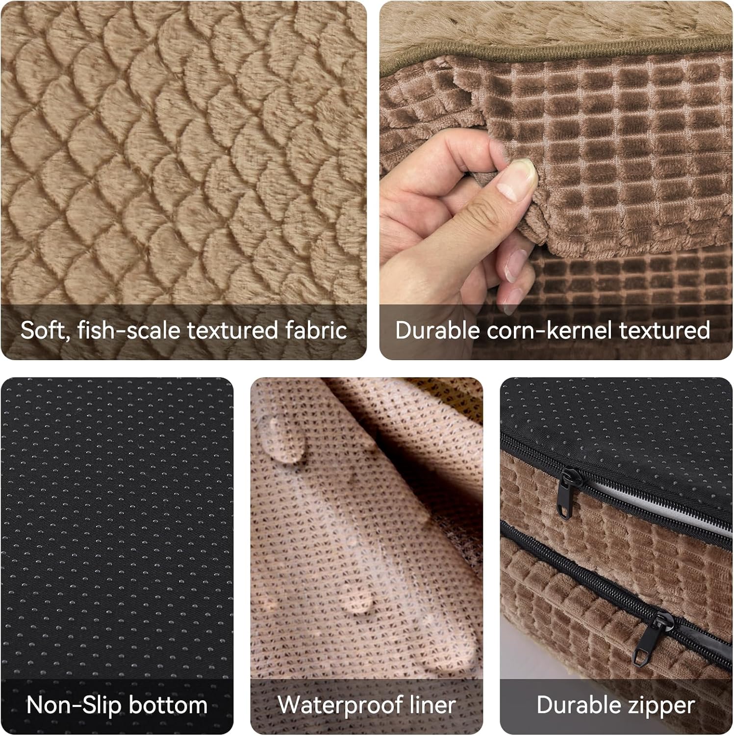 JOEJOY Orthopedic Dog Bed for Medium Dogs, Egg-Crate Memory Foam Pet Bed with Bolster Sides, Waterproof Lining, Removable Washable Cover & Non-Slip Bottom, Brown - Pet Explorer