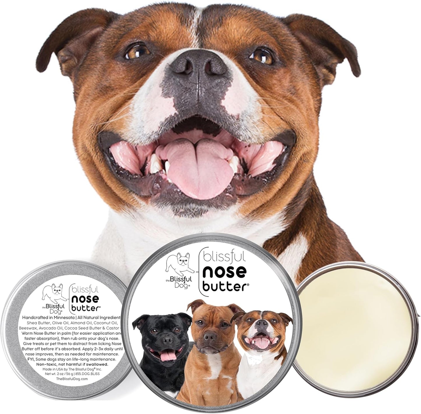 The Blissful Dog Staffordshire Pitbull Terrier Unscented Nose Butter - Dog Nose Butter, 8 Ounce - Pet Explorer