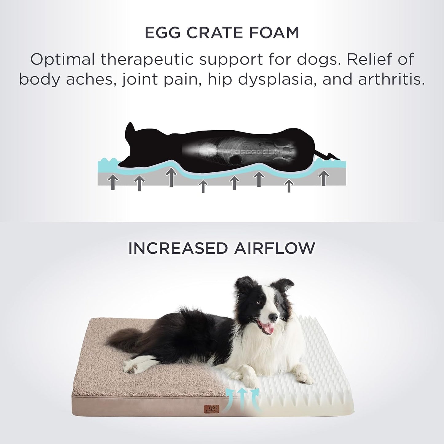 Bedsure Dog Beds Large Sized Dog - Orthopedic Flat Pet Beds with Removable Washable Cover, Egg Crate Foam Puppy Mat, Suitable for Pet Up to 65 lbs - Pet Explorer