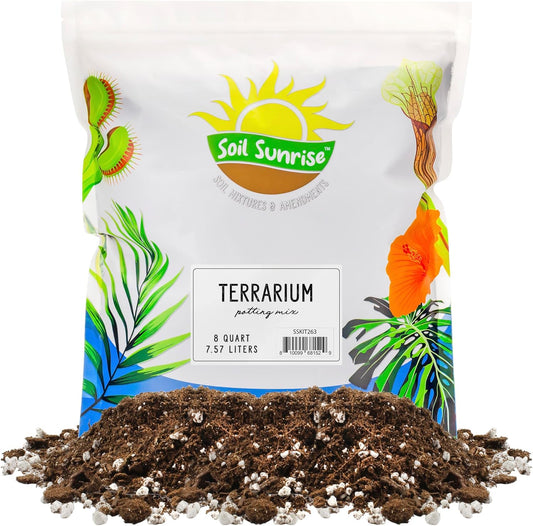 Terrarium Potting Soil Mix (8 Quarts), w/Blended Filtering Charcoal Custom Made for Terrariums - Pet Explorer