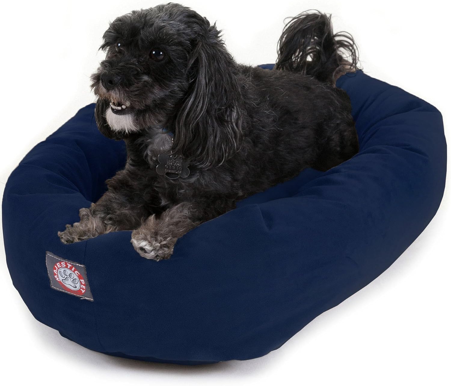 Majestic Pet 24 Inch Suede Calming Dog Bed Washable 24x19x7 (Inch) – Cozy Soft Round Donut Dog Bed with Spine Support for Dogs to Rest their Head - Round Pet Bed Small – Navy - Pet Explorer