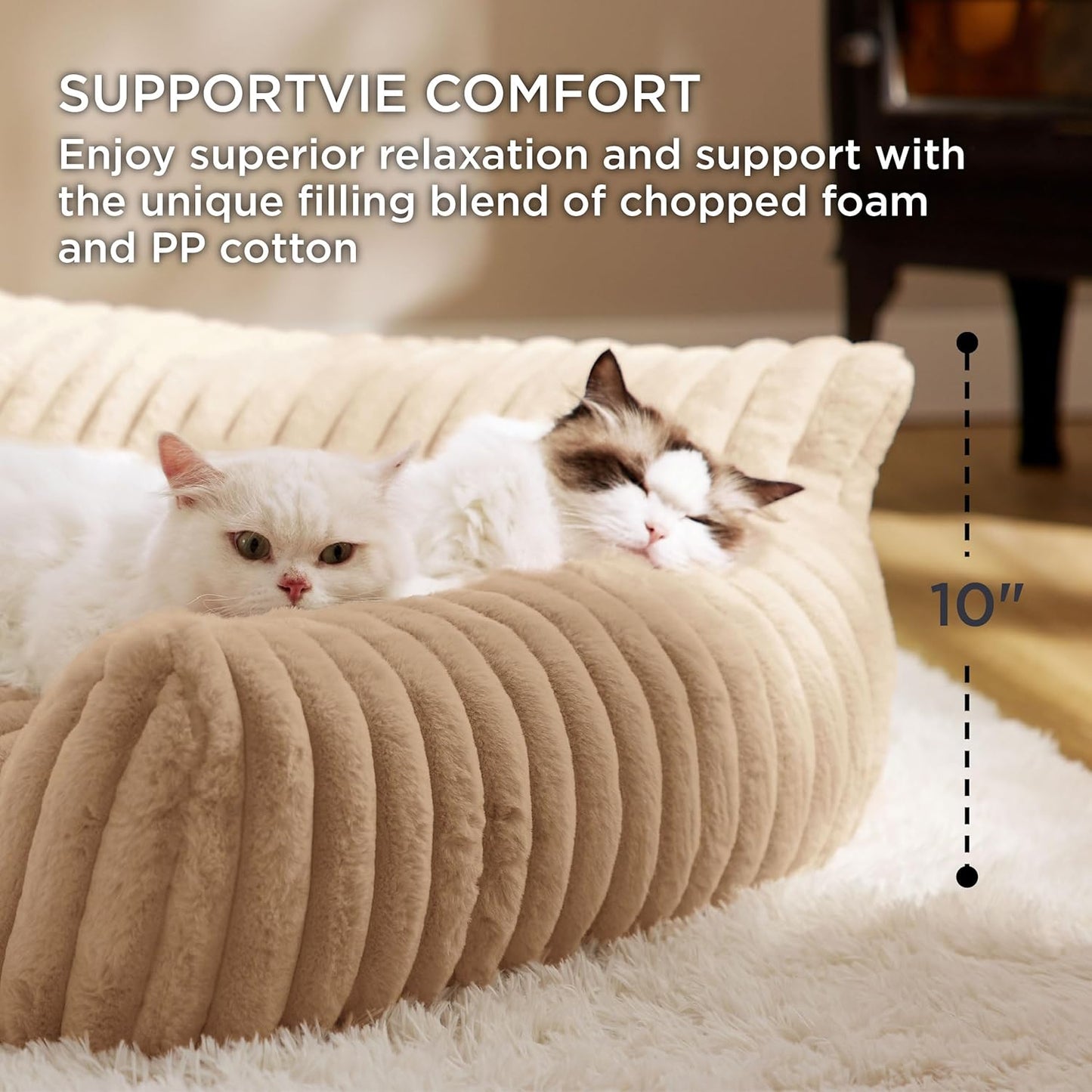 Bedsure Cute Dog Couch for Pets - Fluffy Dog Sofa with Premium Soft Corduroy Fleece, Pet Couch Bed with Washable Cover, Supportive Pet Sofa Bed for Medium Large Dogs, 36inch, Tuscan Beige - Pet Explorer