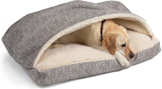 Snoozer Pet Products Luxury Rectangle Cozy Cave Dog Bed with Microsuede, Showdog Collection, Large, Merlin Linen - Pet Explorer