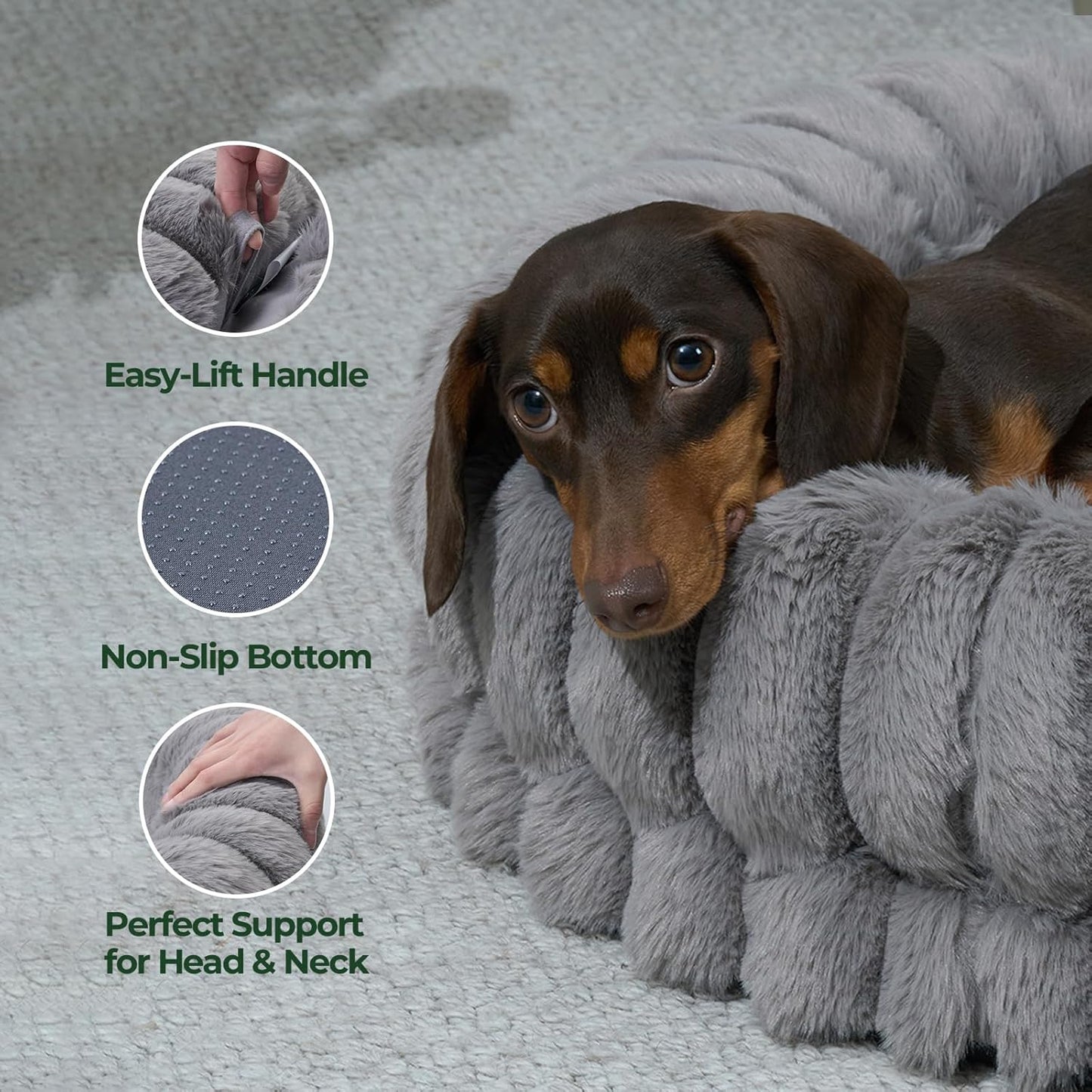 BALANCE Luxury Donut Dog Bed, 23 Inches Round Dog Beds for Small Dogs Washable, Orthopedic Calming Pet Bed for Puppy and Cats with Anti-Slip Bottom, Gray - Pet Explorer
