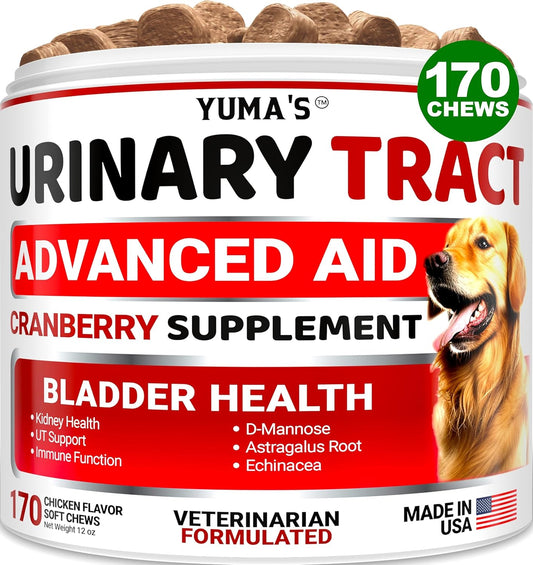 Dog UTI Treatment - 170 Treats - Cranberry Supplement for Dogs - Bladder Control - Urinary Tract Infection Treatment - UTI Medicine Multivitamin - Vitamins and Supplements - Made in USA - Pet Explorer