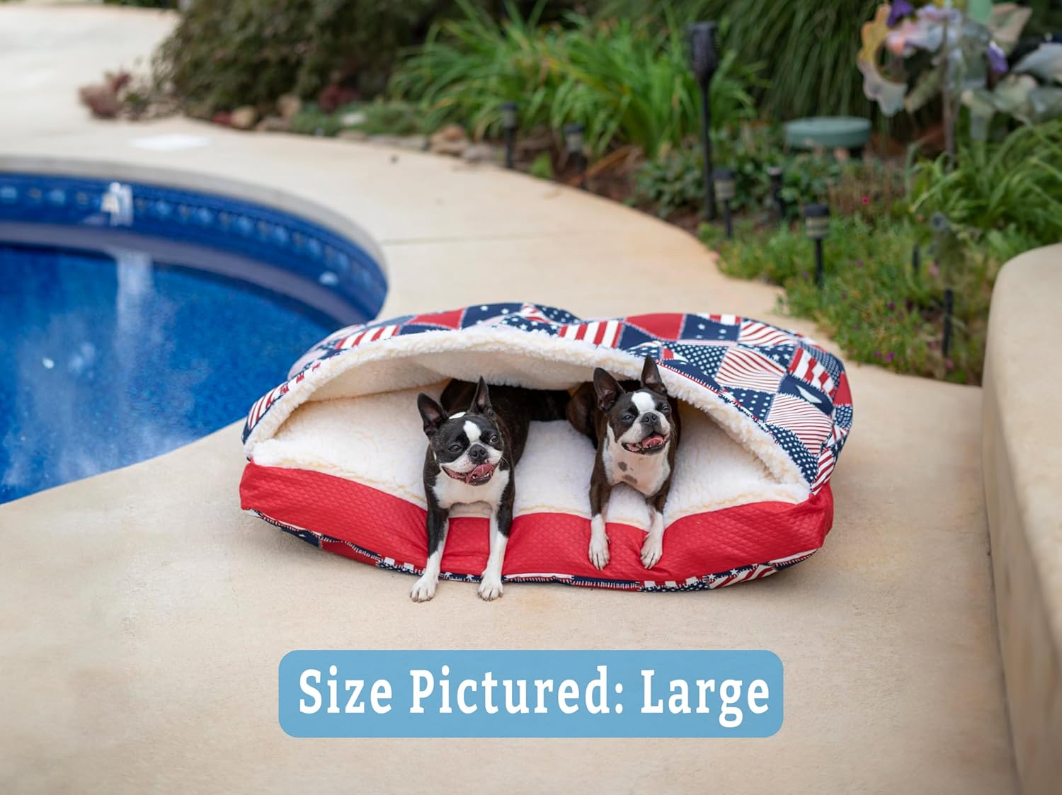 Snoozer Pet Products Luxury Rectangle Cozy Cave, Wag Collection, Large, Starpatch Red Diamond - Pet Explorer