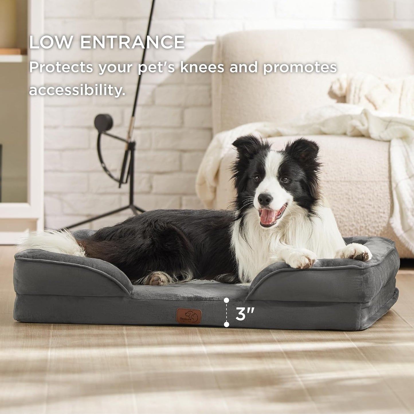Bedsure Orthopedic Dog Beds Large Sized Dog - Washable Large Dog Cat Bed Waterproof, Comfort Dogs Couch Sofa with Washable Removable Cover, Pet Bed with Nonskid Bottom, Dark Grey, 35" - Pet Explorer