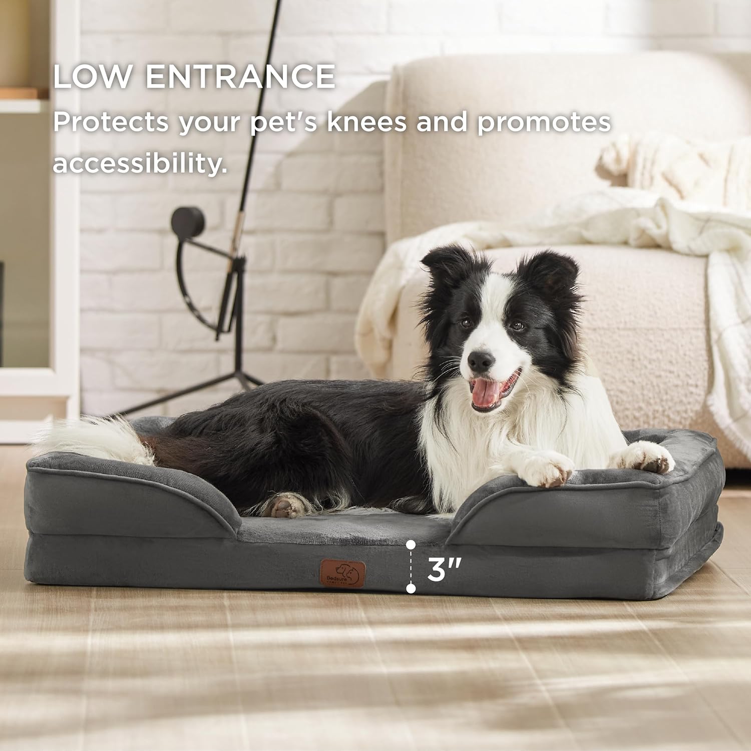 Bedsure Orthopedic Dog Beds Large Sized Dog - Washable Large Dog Cat Bed Waterproof, Comfort Dogs Couch Sofa with Washable Removable Cover, Pet Bed with Nonskid Bottom, Dark Grey, 35" - Pet Explorer