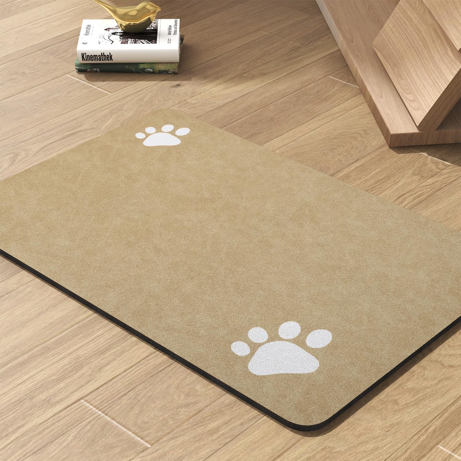 Pet Feeding Mat-Absorbent Dog Mat for Food and Water Bowl-No Stains Quick Dry Water Dispenser Mat-Dog Accessories Pet Supplies-Bowl for Messy Drinkers（Beige,12"x19" - Pet Explorer