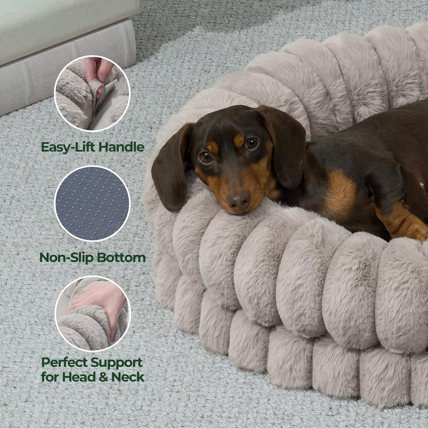 BALANCE Luxury Donut Dog Bed, 23 Inches Round Dog Beds for Small Dogs Washable, Orthopedic Calming Pet Bed for Puppy and Cats with Anti-Slip Bottom, Oatmeal - Pet Explorer