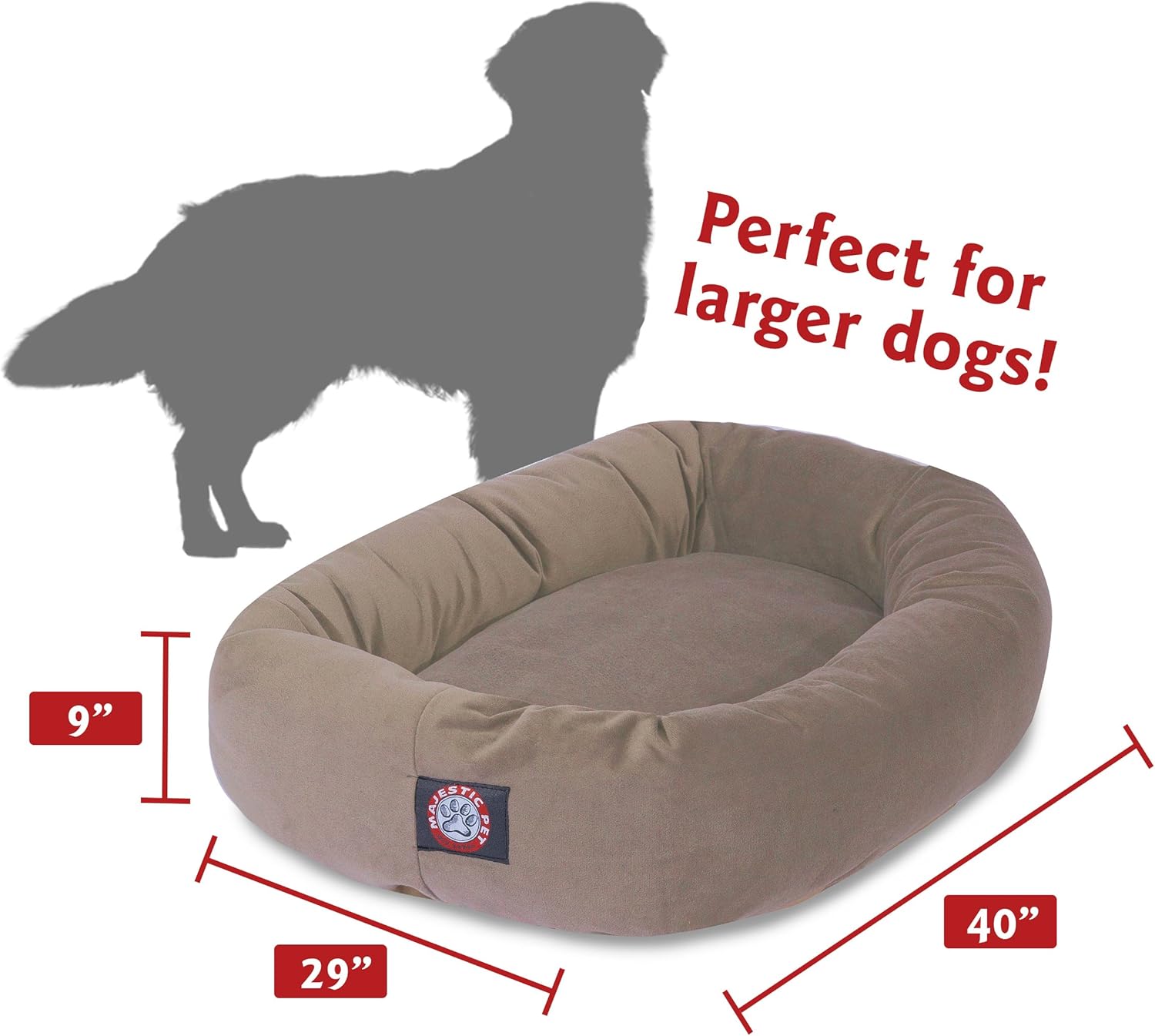 Majestic Pet Villa 40 Inch Shredded Memory Foam Dog Bed for Large Sized Dogs 40x29x9 Inch–Orthopedic Dog Bed with Removable Washable Cover-Washable Large Pet Bed with Head Support-Apple - Pet Explorer