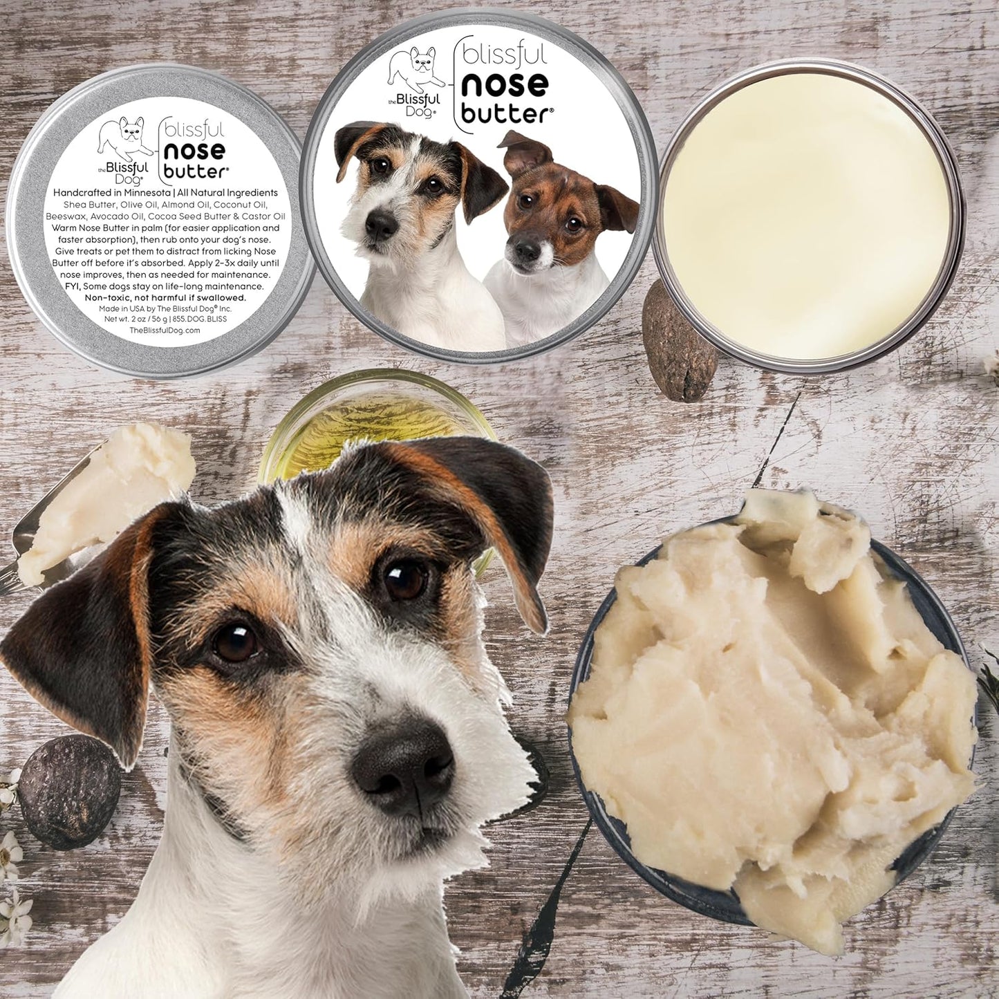 The Blissful Dog Jack Russell Terrier Unscented Nose Butter - Dog Nose Butter, 2 Ounce - Pet Explorer