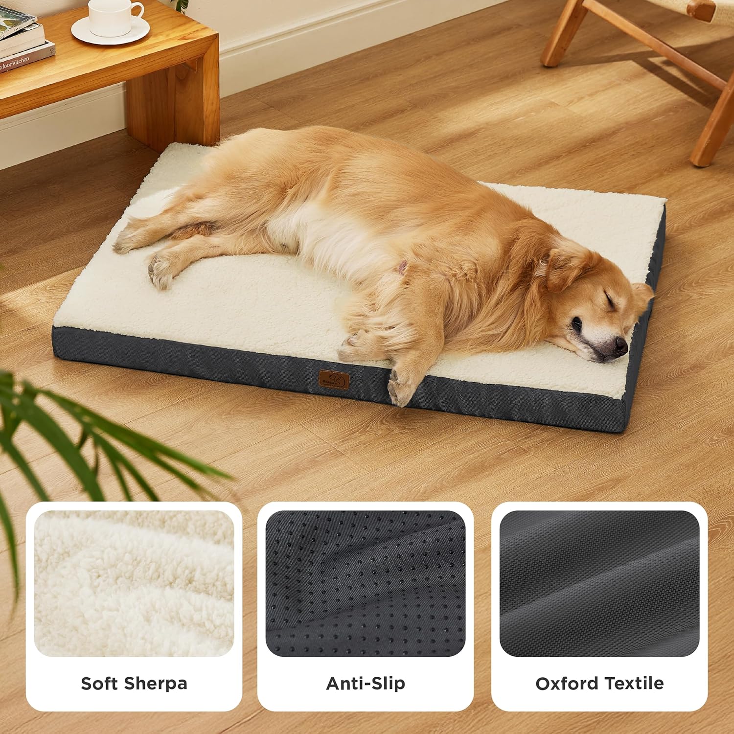 Bedsure XL Dog Beds Large Sized Dog -Orthopedic Flat Extra Large Pet Beds with Removable Washable Cover, Egg Crate Foam Mat, Suitable for Pet Up to 100 lbs - Pet Explorer