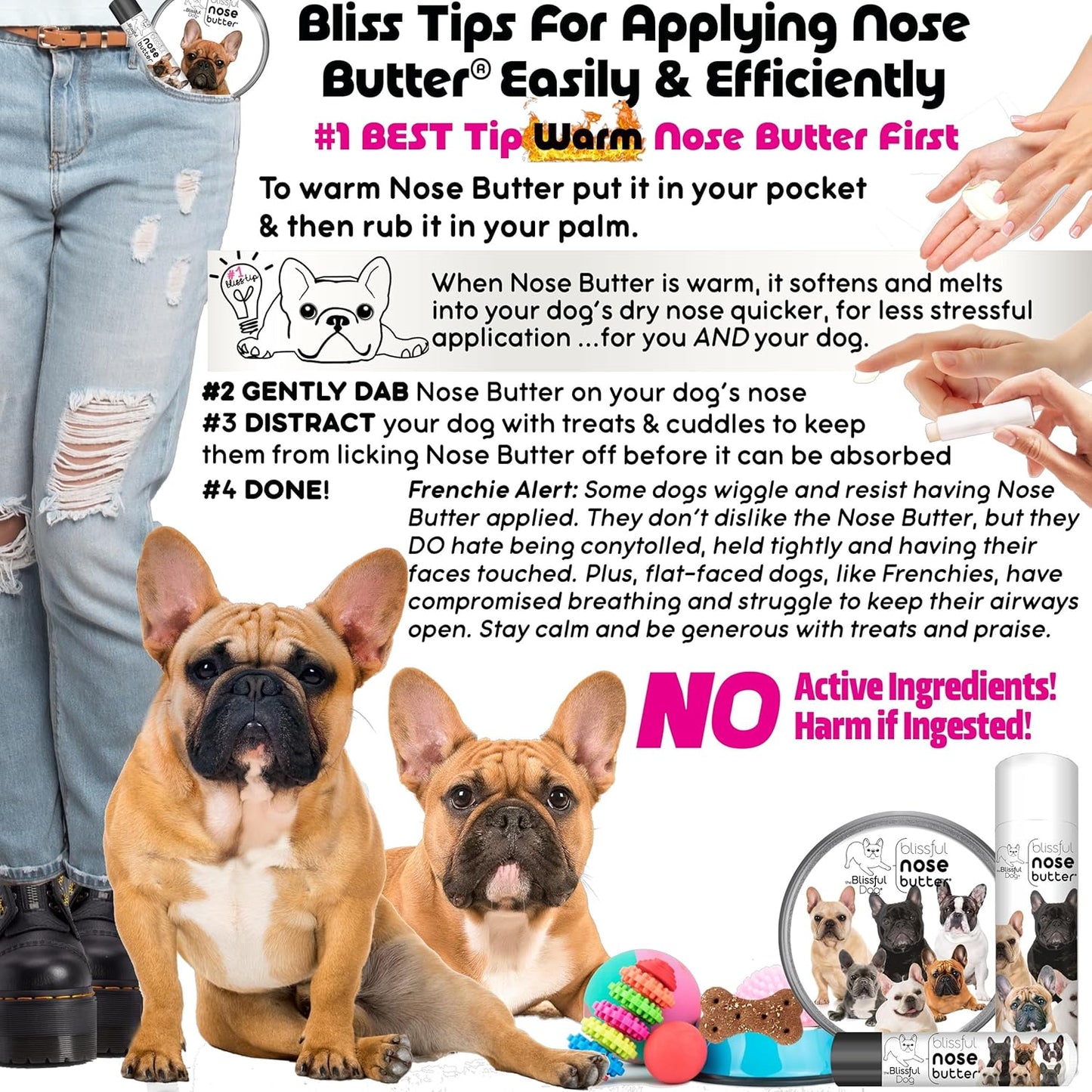 The Blissful Dog Black Masked Fawn French Bulldog Unscented Nose Butter, 16oz