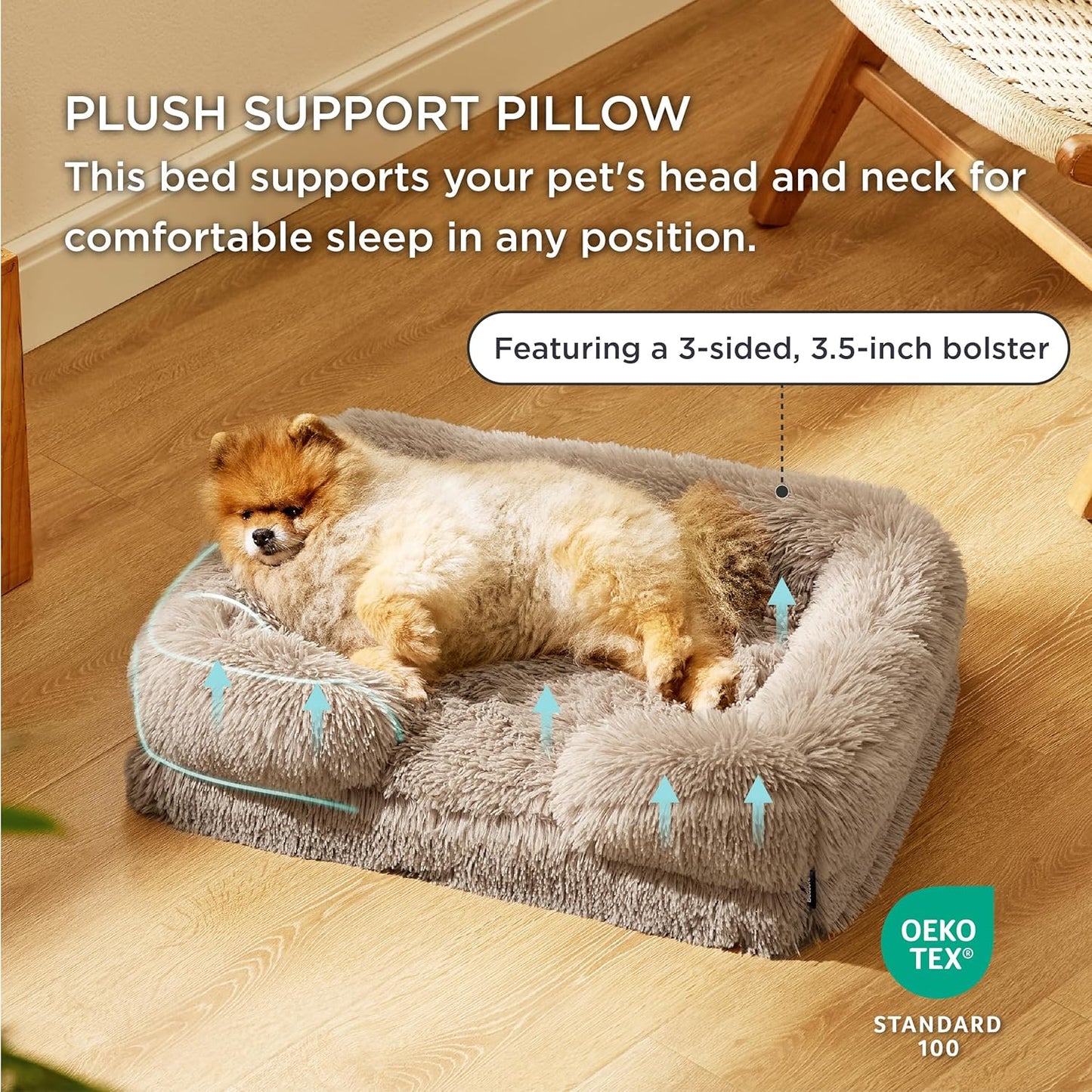 Bedsure Orthopedic Dog Beds for Small Dogs - Washable Small Dog Cat Bed Waterproof, Comfort Pet Couch Sofa with Washable Removable Cover, Pets Bed with Nonskid Bottom, Long Faux Fur-Taupe, 24" - Pet Explorer