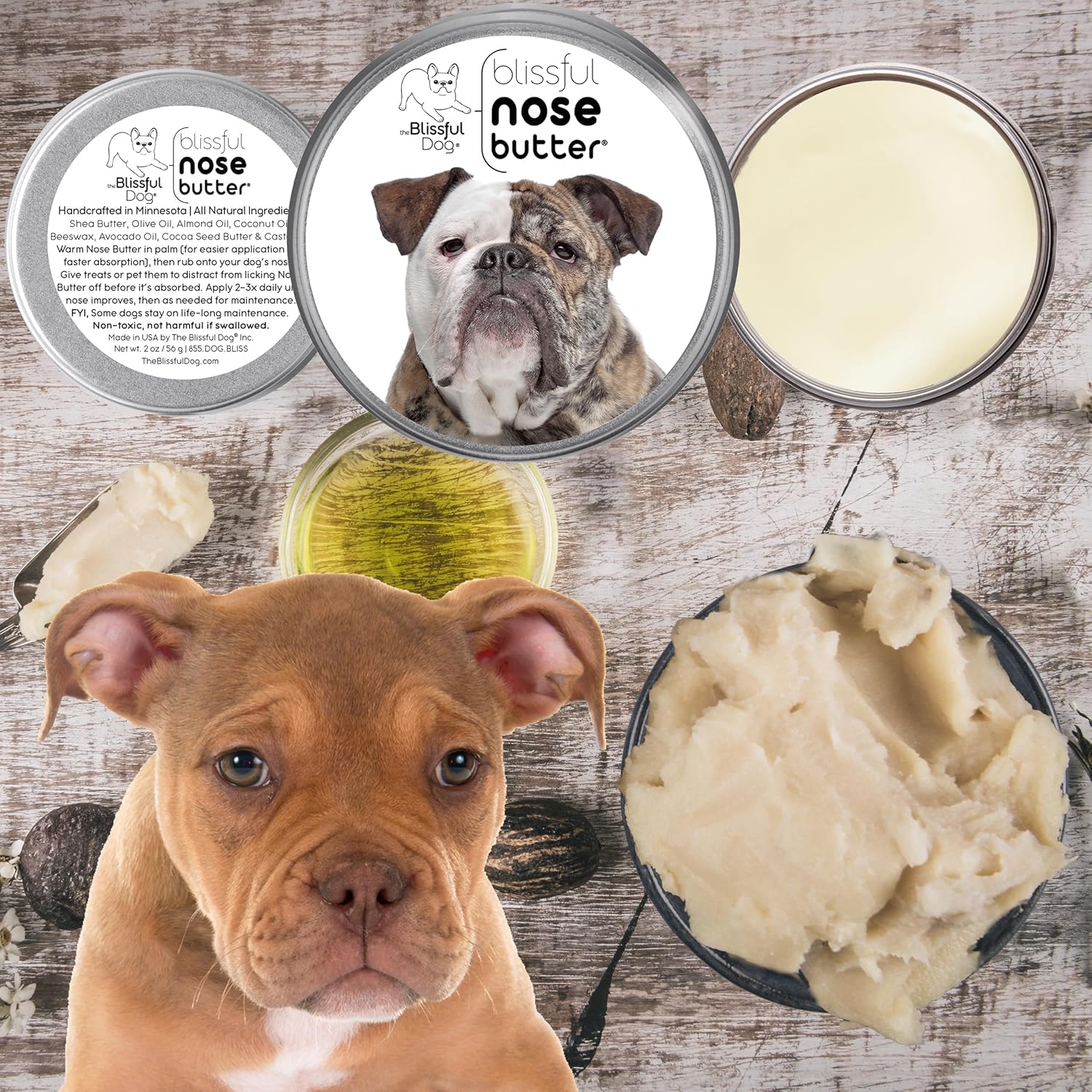 The Blissful Dog Mastiff Nose Butter for Dry, Cracked Skin, Lick-Safe Dog Nose Balm with Moisturizing Shea Butter, Almond, Olive, and Essential Oils, Pet Supplies, Uncented, 4 oz. - Pet Explorer