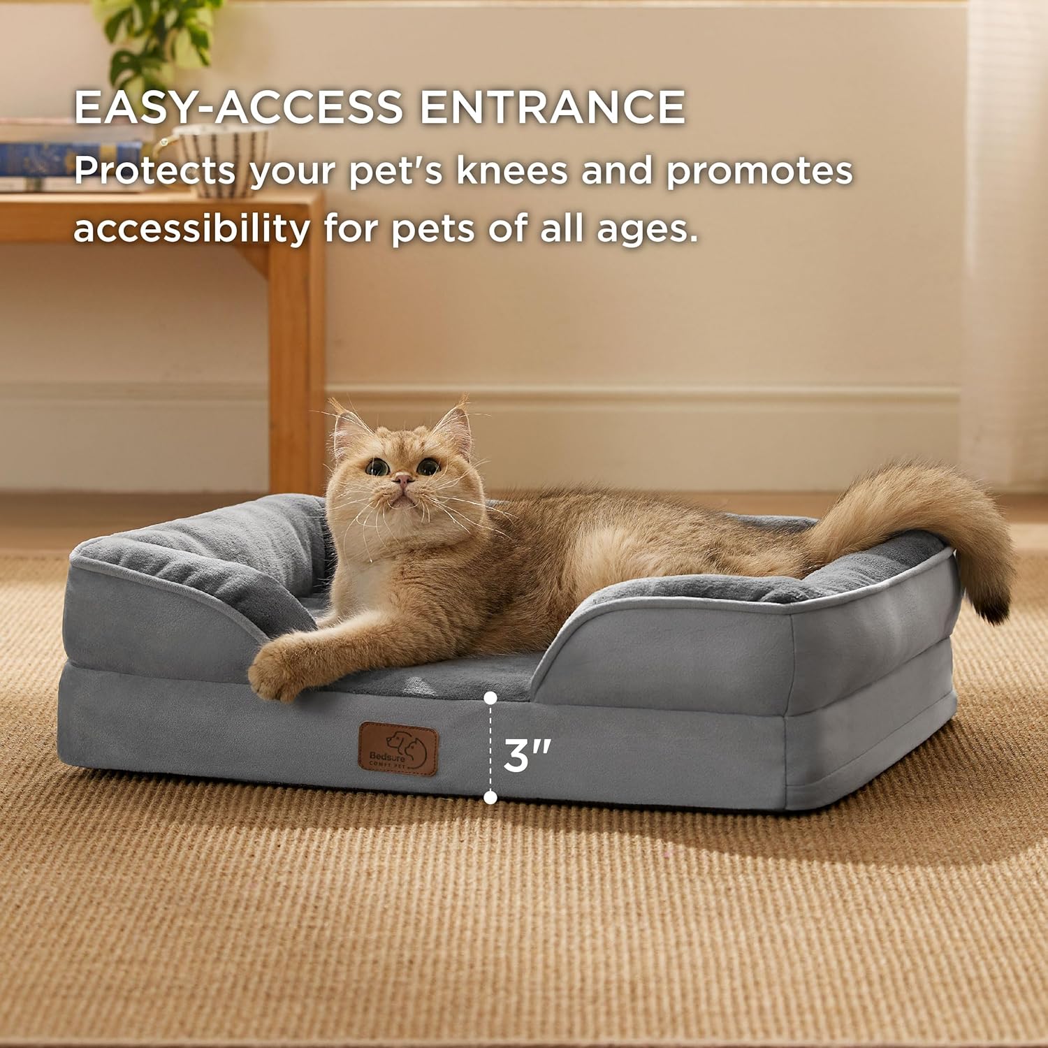 Bedsure Orthopedic Dog Beds for Extra Small Dogs- Washable Dog Cat Bed Waterproof, Comfort Pet Couch Sofa with Washable Removable Cover, Pets Bed with Nonskid Bottom, Grey, 20" - Pet Explorer