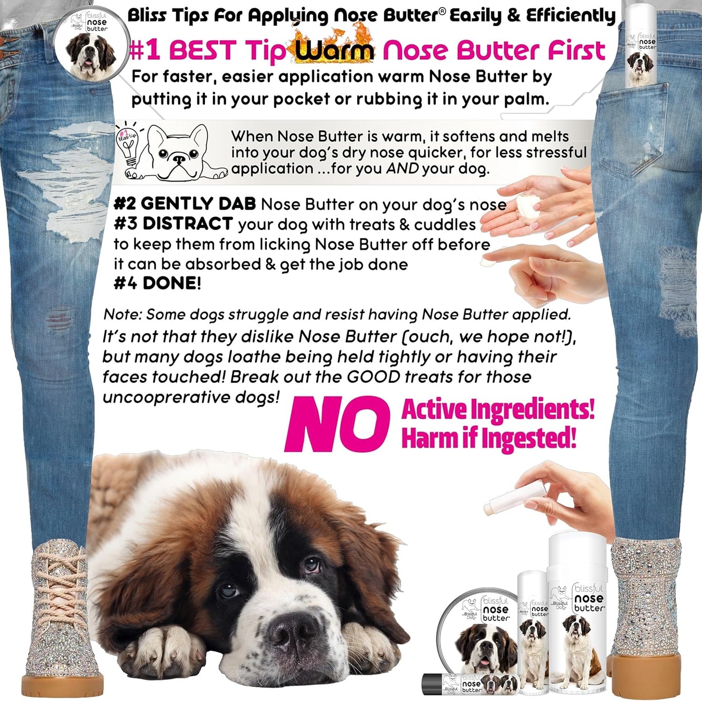 The Blissful Dog St. Bernard Nose Butter, Versatile Dog Nose Balm for Dry Nose, Handcrafted Nose Moisturizer, Easy-to-Apply Dog Essentials, Unscented, 1 oz. - Pet Explorer