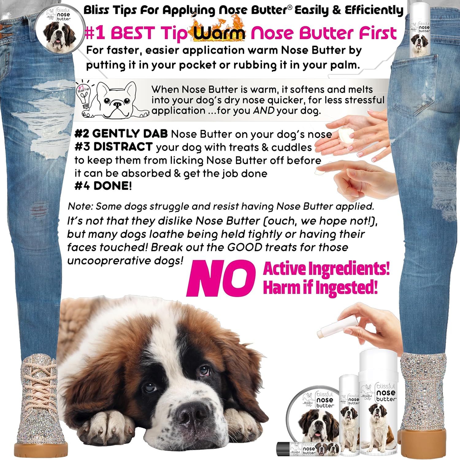 The Blissful Dog St. Bernard Nose Butter, Versatile Dog Nose Balm for Dry Nose, Handcrafted Nose Moisturizer, Easy-to-Apply Dog Essentials, Unscented, 1 oz. - Pet Explorer