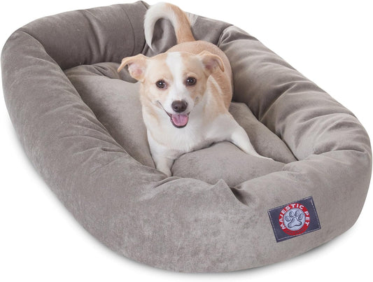Majestic Pet 32 Inch Micro Velvet Calming Dog Bed Washable 32x23x7 (inch) – Cozy Soft Round Donut Dog Bed with Spine for Head Support - Pet Bed Medium - Vintage (2025) - Pet Explorer