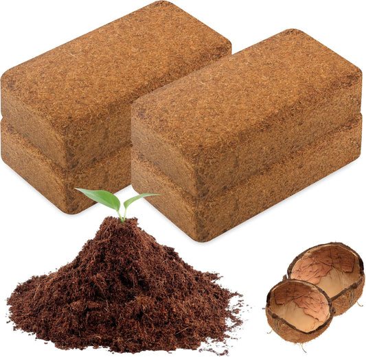 Coco Coir Brick for Plants-4 Pack Premium Coconut Bricks, 100% Organic Peat Moss, Fiber Coconut Husk for Planting, Gardening, Potting Soil Substrate - Pet Explorer