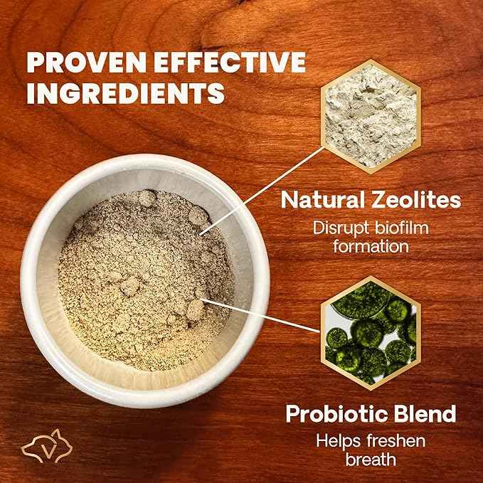 VetriScience Dental Care Powder for Dogs & Cats – Helps Reduce Plaque & Tartar Buildup, Clean Teeth & Fresher Breath, Clinically Tested, Vet-Formulated Oral Supplement, 4.2 oz