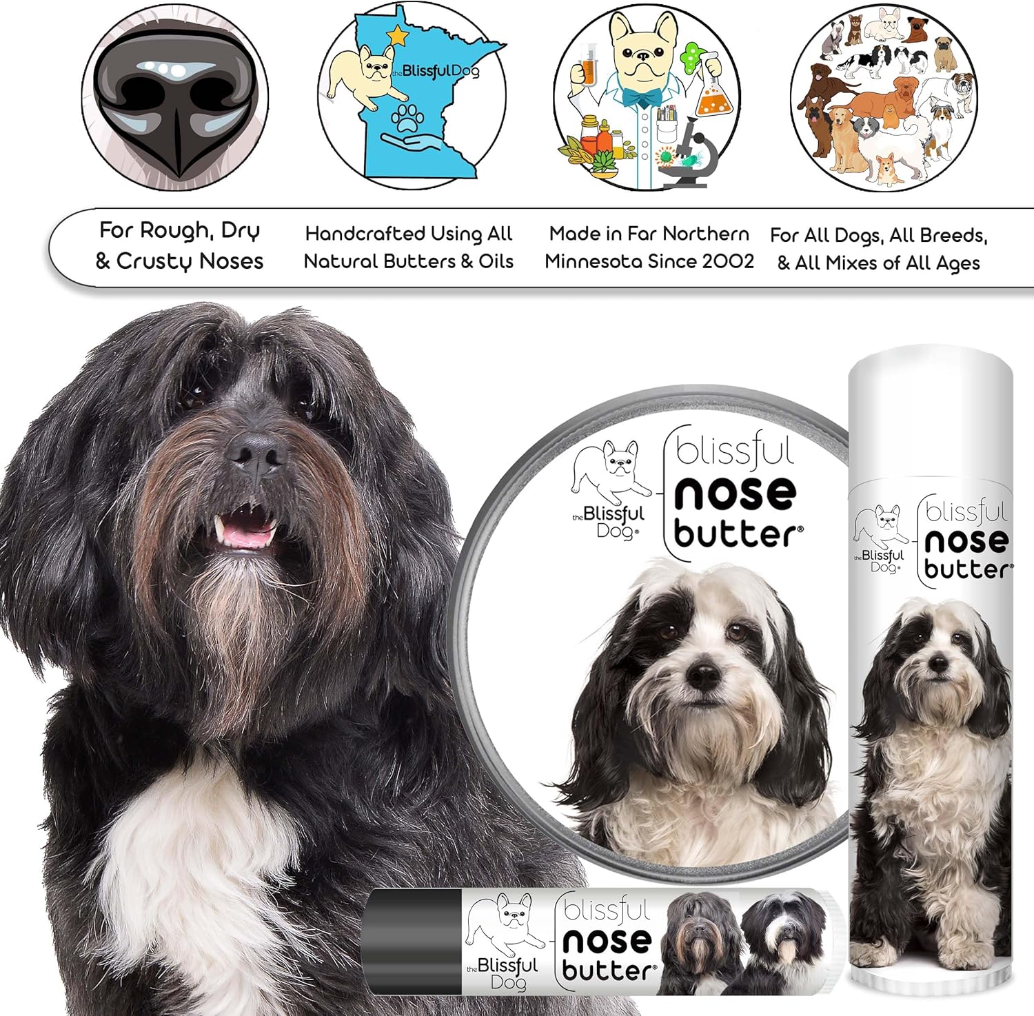 The Blissful Dog Tibetan Terrier Unscented Nose Butter - Dog Nose Butter, 4 Ounce - Pet Explorer